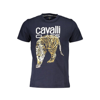Blaues Baumwoll-Herren-T-Shirt