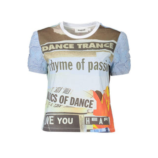 Camiseta para mujer de algodón azul celeste