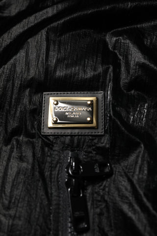 Black Logo Full Zip Hooded Quilted Jacket