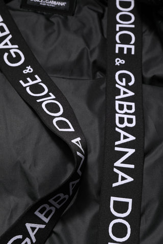 Black Logo Full Zip Hooded Quilted Jacket