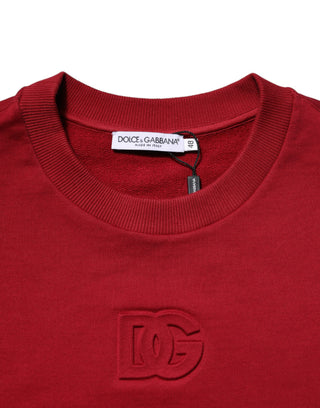 Roter Baumwollpullover mit Rundhalsausschnitt und geprägtem Logo