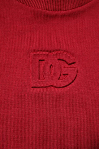 Roter Baumwollpullover mit Rundhalsausschnitt und geprägtem Logo