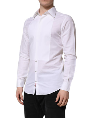 Camisa de vestir de manga larga GOLD de algodón blanca