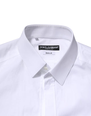 White Cotton GOLD Long Sleeve Men Dress Shirt