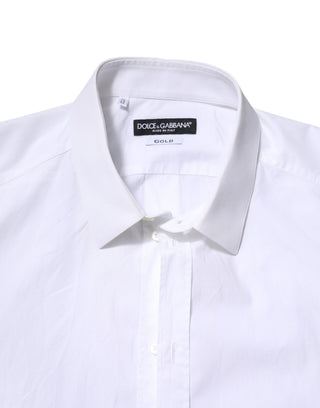 White Cotton GOLD Long Sleeves Dress Shirt
