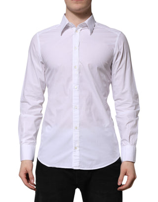 Camisa de vestir de manga larga GOLD de algodón blanca