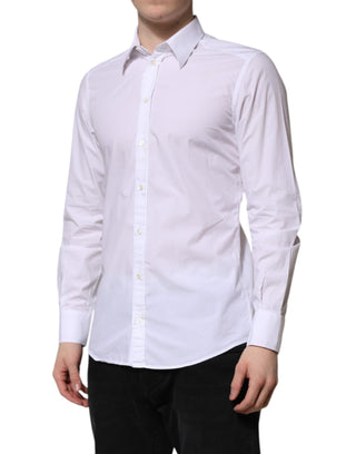 Camisa de vestir de manga larga GOLD de algodón blanca