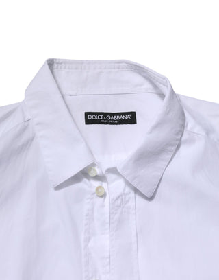 Weißes langärmeliges Baumwollkleid, festliches Hemd