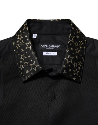 Black Cotton GOLD Long Sleeves Dress Shirt
