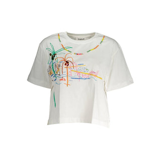 Camiseta blanca de algodón para mujer