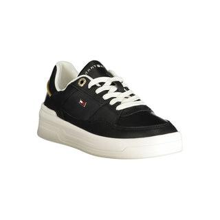 Schwarzer Polyurethan-Sneaker für Damen