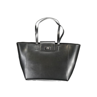 Damenhandtasche aus schwarzem recyceltem Polyester