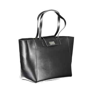 Damenhandtasche aus schwarzem recyceltem Polyester