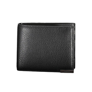 Cartera negra de cuero para hombre