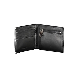 Cartera negra de cuero para hombre