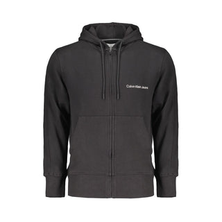 Herren-Sweatshirt aus schwarzer Baumwolle mit Kapuze und Bauchtaschen
