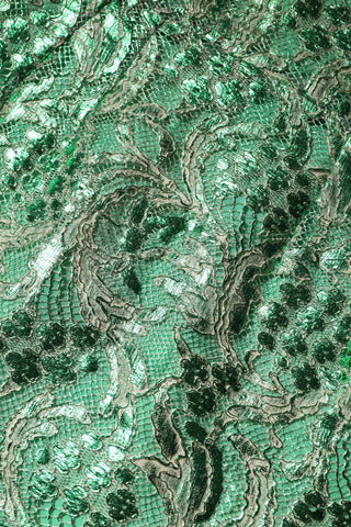 Grünes midi Scheidenkleid aus Baumwolle mit Blumenstickerei