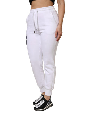 Weiße Baumwoll-Stretch-Jogginghose