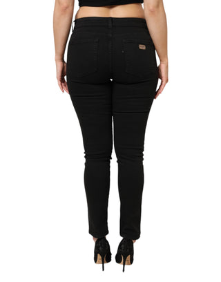 Schwarze Jeans mit mittlerer Leibhöhe aus Baumwolle