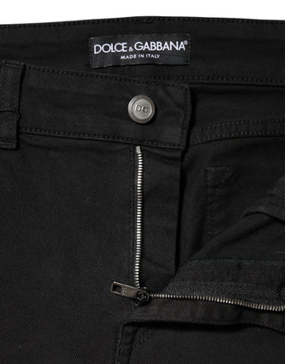 Schwarze Jeans mit mittlerer Leibhöhe aus Baumwolle