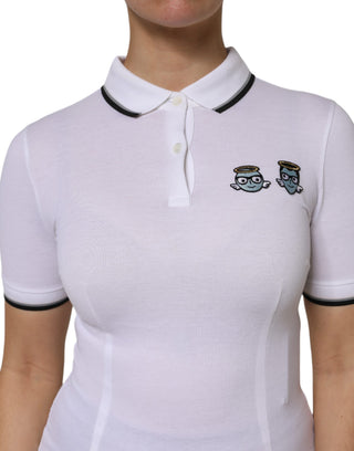 White Cotton Short Sleeves Collared Polo Top