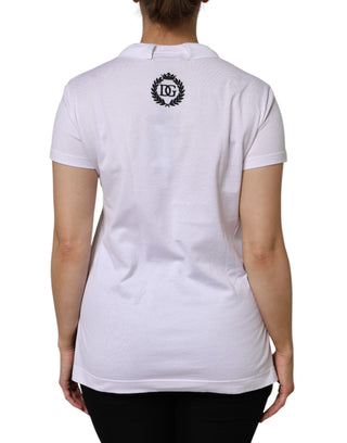 Weißes Kurzarm-V-Neck-Oberteil aus Baumwolle