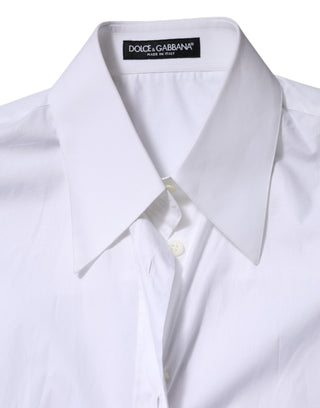 White Cotton Collared Shirt Long Sleeve Top