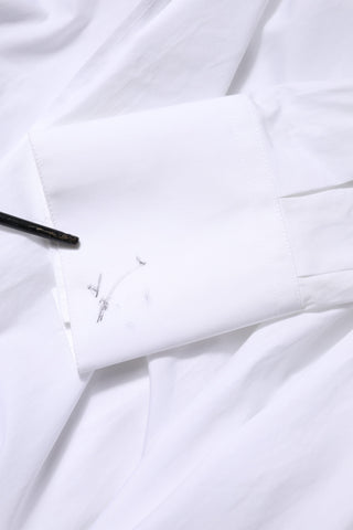 White Cotton Collared Shirt Long Sleeve Top