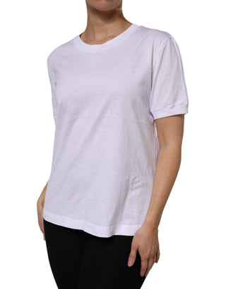 Weißes Baumwoll-T-Shirt mit Rundhalsausschnitt und kurzen Ärmeln