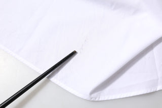 White Cotton Collared Shirt Long Sleeve Top