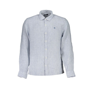 Camisa para hombre de lino azul