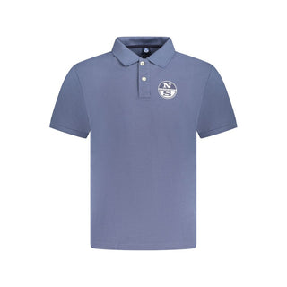 Blue Cotton Men Polo