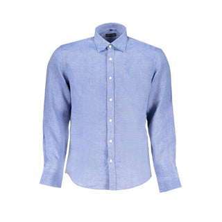 Blu Leinen Herrenhemd
