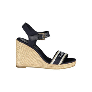 Blaue Damen-Keilsandalette aus Leder