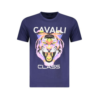 Blaues Baumwoll-Herren-T-Shirt
