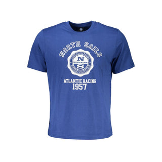 Blaues Baumwoll-Herren-T-Shirt