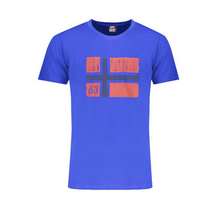 Blaues Baumwoll-Herren-T-Shirt
