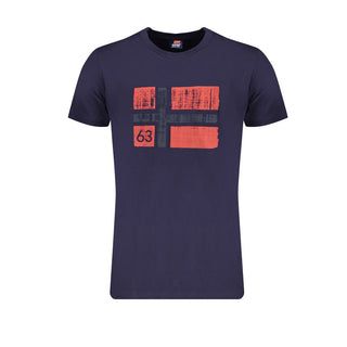 Blaues Baumwoll-Herren-T-Shirt