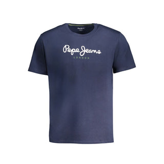 Blue Cotton Men T-Shirt