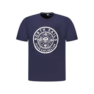 Blaues Baumwoll-Herren-T-Shirt