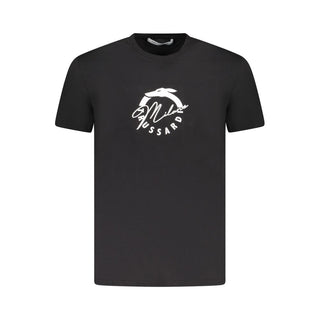 Camiseta de hombre negra de algodón