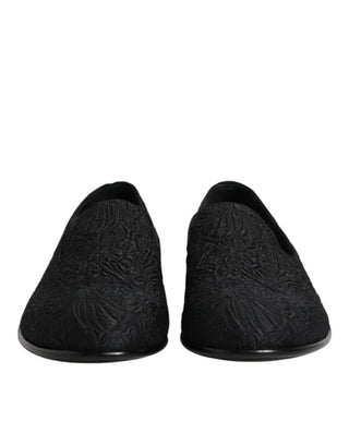 Schwarze Jacquard Slipper Business-Schuhe