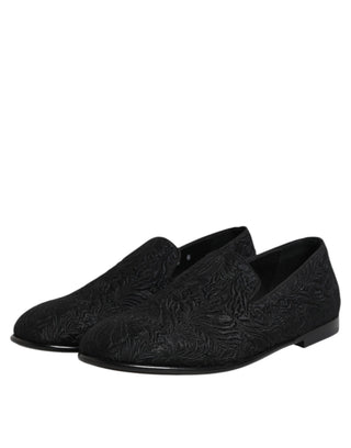 Schwarze Jacquard Slipper Business-Schuhe