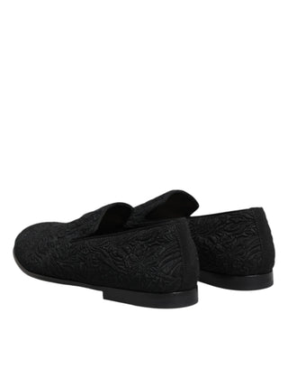 Schwarze Jacquard Slipper Business-Schuhe