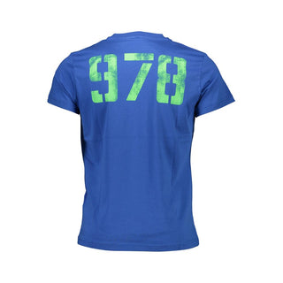 Blaues Baumwoll-Herren-T-Shirt