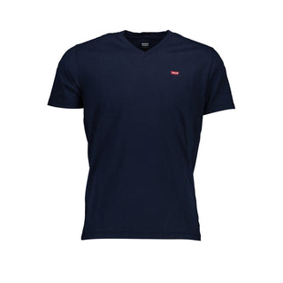Blaues Baumwoll-Herren-T-Shirt