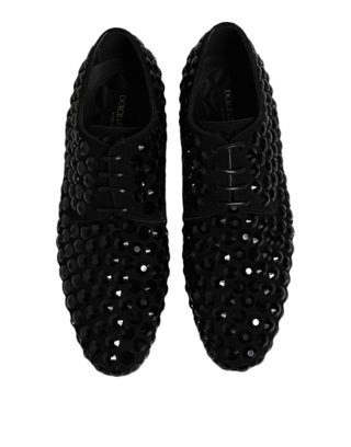 Zapatos formales derby de ante negro con strass  