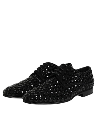 Zapatos formales derby de ante negro con strass  