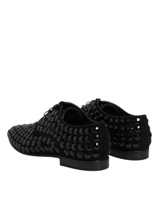 Zapatos formales derby de ante negro con strass  