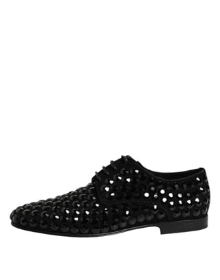 Zapatos formales derby de ante negro con strass  